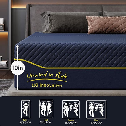 SDHYL Queen Mattress, 10 Inch Gel Infused Memory Foam Mattress for Good Sleep, Bed in a Box Mid Firm CertiPUR-US Certified & Fiberglass Free, Washable Cover, 80"*60"