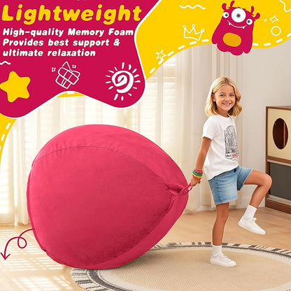 HABUTWAY 2FT Bean Bag Chair, 2' Beanbags Small Bean Bag Chairs with Filling, Teardrop Bean Bag Chair Luxurious Velvet Ultra Soft Fur with Removable Cover (Hot Pink)