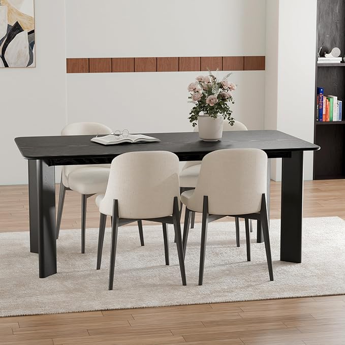 Casaphoria Wood Kitchen Table Set with 6 Chairs, 67" Rectangle Dining Kitchen Table & Chairs Set for 4-6, Modern Farmhouse Dining Table for Living Room, Easy Assembly, Black