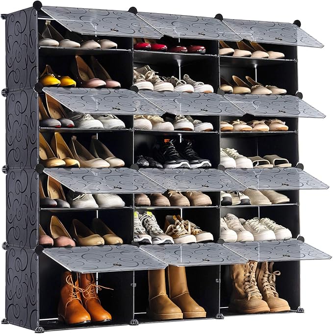 Portable Shoe Rack Organizer, 48-Pair Tower Shelf Storage Cabinets, Plastic Shoe Organizer for Entryway, Expandable for Heels,Boots,Slippers