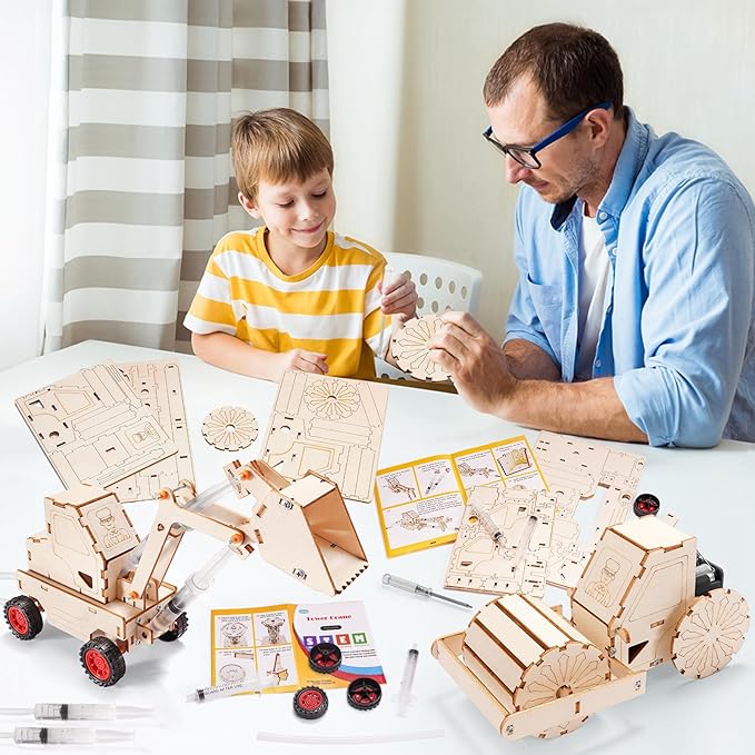 STEM Kits for Kids Ages 8-10 10-12, Wood Building Crafts Kit for Boys 8-12, Model Car Kit, 3D Wooden Puzzles Woodworking Science Projects, Construction Engineering STEM Toys for 8 10 13 12 14 Year Old