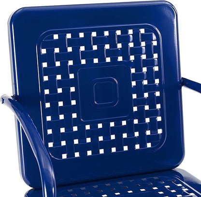Crosley Furniture Bates 2-Piece Outdoor Chair Set, Retro Metal Patio Chairs for Dining, Porch, Deck, Balcony, Navy Gloss