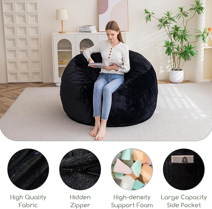 HIGOGOGO Giant Bean Bag Chair Bed for Adults,Convertible Beanbag Folds from Lazy Chair to Floor Mattress Bed,Large Floor Sofa Couch with High-Density Foam Filling, Machine Washable