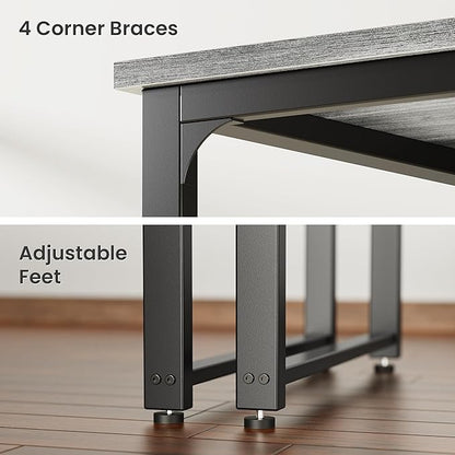 Huuger 63 x 24 inch Desk with Power Outlets & USB-C, Deeper & Thicker Desktop, Robust Metal Tubes, Computer Desk, Heavy Duty Office Desk, Work Gaming Desk, for Home Office, Grey