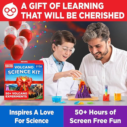 Doctor Jupiter Erupting Volcano Science Kit for Kids Ages 8+ | Birthday Gift Ideas for Boys 8-9-10-11-12 Year Olds | STEM Learning & Educational Science Projects