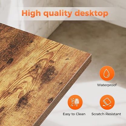Computer Desk 48 X 24 inch, Gaming Desk for Small Spaces, Modern Simple Style Table for Home Office, Study Student Writing Table (Shelf, Rustic Brown, 48 inch)