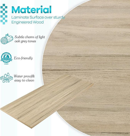 Kaboon Universal Tabletop 47.25"x30", Solid One-Piece Melamine Table Top, Double Desk L-Desk DIY, Home and Office, Oak/Grey Tone