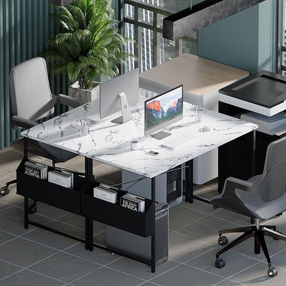 Pamray 47 Inch Computer Desk for Small Spaces with Storage Bag, Home Office Work Desk with Headphone Hook, Small Office Desk Study Writing Table