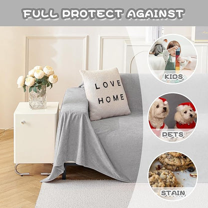MYSKY HOME Non-Slip Couch Cover Couch Covers for 2 Cushion Couch Sofa Cover Sofa Slipcovers for Dogs, Sofa Covers Washable Love Seat Couch Covers Thick Furniture Protector, 71" x 102", Light Grey