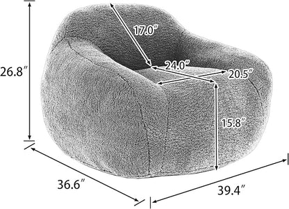 Furniliving Bean Bag Chair, Oversized Bean Bag Couch for Adults Comfy Bean Bag Sofa with Back Support, Giant Bean Bag Chair Stuffed Floor Sofa for Living Room Bedroom Dorm Office, Teddy, Dark Grey