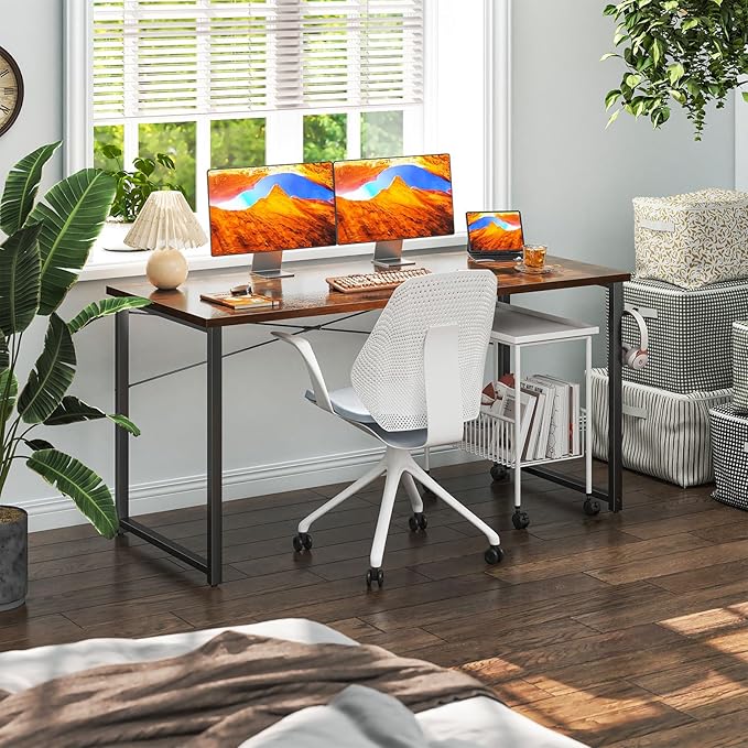Coleshome 54 Inch Computer Desk, Modern Simple Style Desk for Home Office, Study Student Writing Desk, Vintage