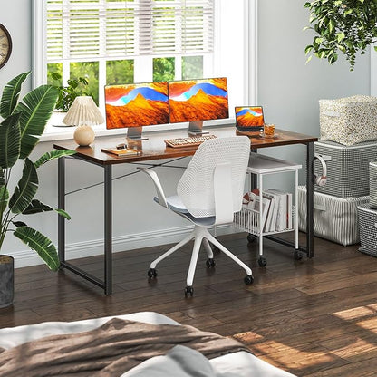 Coleshome 54 Inch Computer Desk, Modern Simple Style Desk for Home Office, Study Student Writing Desk, Vintage