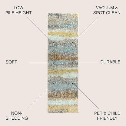 JONATHAN Y Modern Abstract Vintage Cream/Yellow Runner Rug, 2x8, Contemporary POP, Transitional, Easy-Cleaning for Living Room, Bedroom, Kitchen, Pet Friendly, Non-Shedding (CTP105A-28)