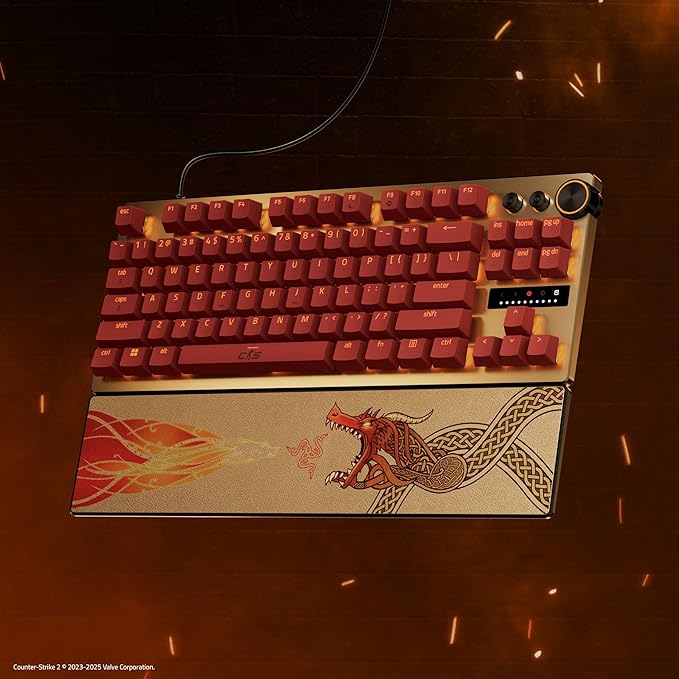 Razer Huntsman V3 Pro TKL Esports Gaming Keyboard: Analog Optical Switches Snap Tap - Rapid Trigger - Adjustable Actuation - Media Keys & Dial - PBT Keycaps - Counter-Strike 2 Edition