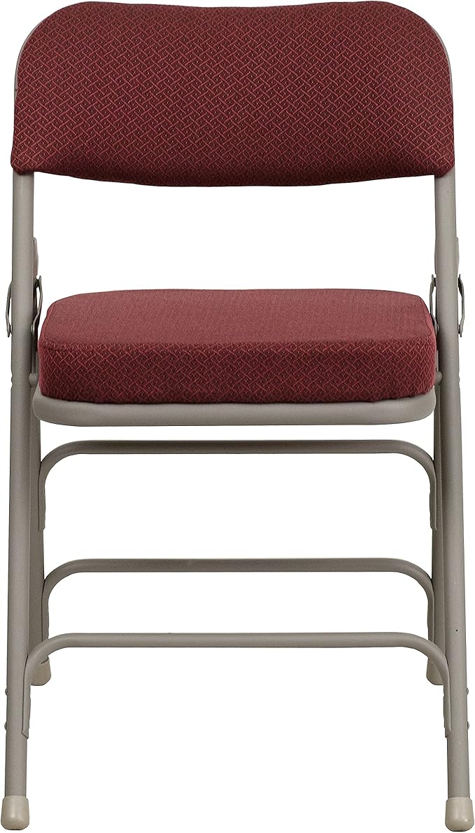 Flash Furniture Hercules Series Metal Folding Chairs with Cushioned Seat, Fabric Upholstered Event Chairs with 300-lb. Static Weight Capacity, Set of 2, Burgundy