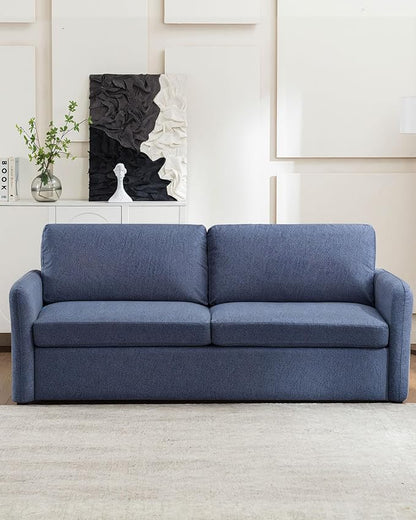 Queen Pull Out Sofa Bed, 2-in-1 Convertible Sleeper Sofa Couch with Memory Foam Mattress – Space-Saving Sofa Bed Queen for Living Room & Guest Room, Navy Blue