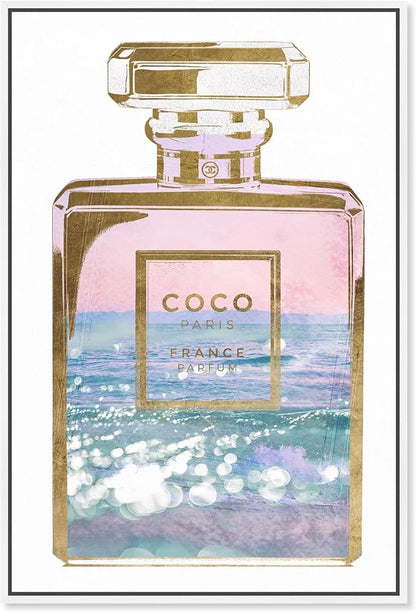 The Oliver Gal Artist Co. Fashion and Glam Wall Art Canvas Prints Blush Ocean Spray Perfume Home Décor, 10" x 15", White Floating Frame