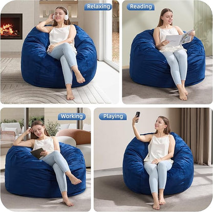 Hobestluk 3FT Bean Bag Chair Giant Bean Bag Chairs for Adults Large Bean Chairs with Removable Cover, Beanbag Chair with Filler, Adult Bean Bag Chairs for Living Room, Bedroom
