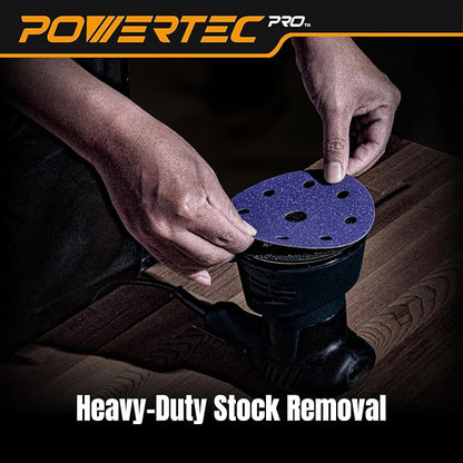 POWERTEC PRO 45PK, 5 Inch 9 Holes Assorted Sanding Disc, 80/120/220 Grit, Zirconia Hook and Loop Film Backing Discs for Festool Orbital Sanders - Automotive, Paint, Metal, Woodworking (45900Z-45)