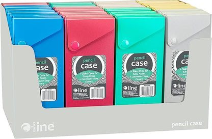 C-Line Slider Pencil Case, Poly, Pack of 24 Pencil Cases, Assorted Colors (05600-24)