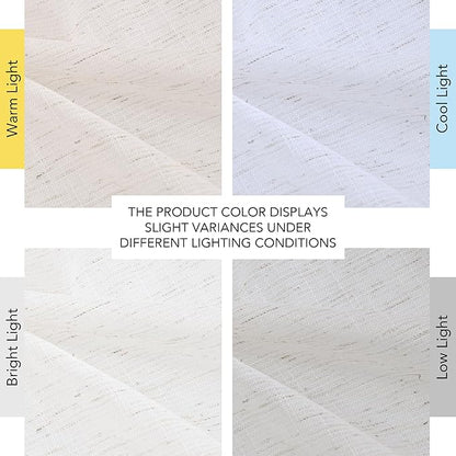 NICETOWN Natural Linen Blend Short Curtains 63 inches Length, Grommet Semi Sheer Window Treatments Privacy with Light Filtering Drapes for Kids Room/Bathroom, W52 x L63, 2 Panels