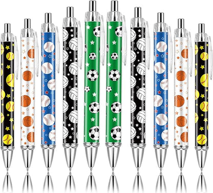 10 PCS Sports Party Favors Ball Theme Ballpoint Pens Ball Gifts for Team with 1mm Black Ink Replaceable Ballpoint Pen Refill for Team Office Supplies Thanksgiving Christmas Gift
