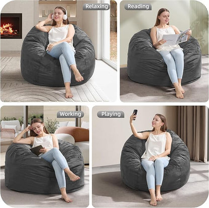 Hobestluk 3FT Bean Bag Chair Giant Bean Bag Chairs for Adults Large Bean Chairs with Removable Cover, Beanbag Chair with Filler, Adult Bean Bag Chairs for Living Room, Bedroom