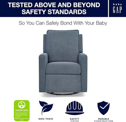 Delta Children babyGap Harlowe Power Recliner with USB-A and Type-C Ports Greenguard Gold Certified – Stain-Resistant Performance Fabric is Oeko-TEX Standard 100 Certified, Slate