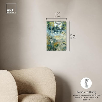 Art Remedy Green Moss Monet Garden Green Abstract Canvas Wall Art, Gallery Wrapped, 10"x15"