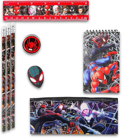 Spiderman School Supplies Set - Marvel Stationery Bundle with Spiderman Pencil Case, Spiderman Pencils, Erasers, Stickers, More | Marvel School Supplies for Boys