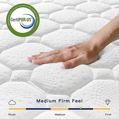 Vesgantti 10 Inch Twin XL Multilayer Hybrid Mattress - Multiple Sizes & Styles Available, Ergonomic Design with Memory Foam and Pocket Spring, Medium Firm Feel, White