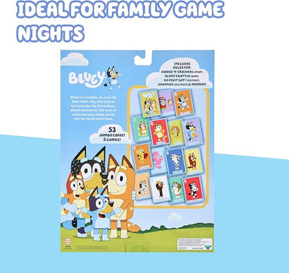 Bluey 5-in-1 Card Game Set, Jumbo-Sized 53-Deck Toddler Game, Multi-Color Interactive Play Card Games for Kids of Ages 3+