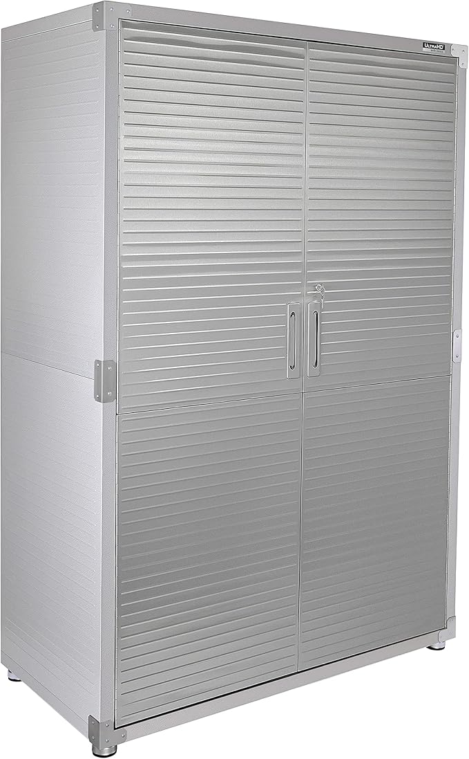 Seville Classics UltraHD Solid Steel Lockable Metal Storage Cabinet Locker Organizer, w/Adjustable Shelves for Garage, Warehouse, Office, Classroom, Granite, 48" W x 24" D x 72" H