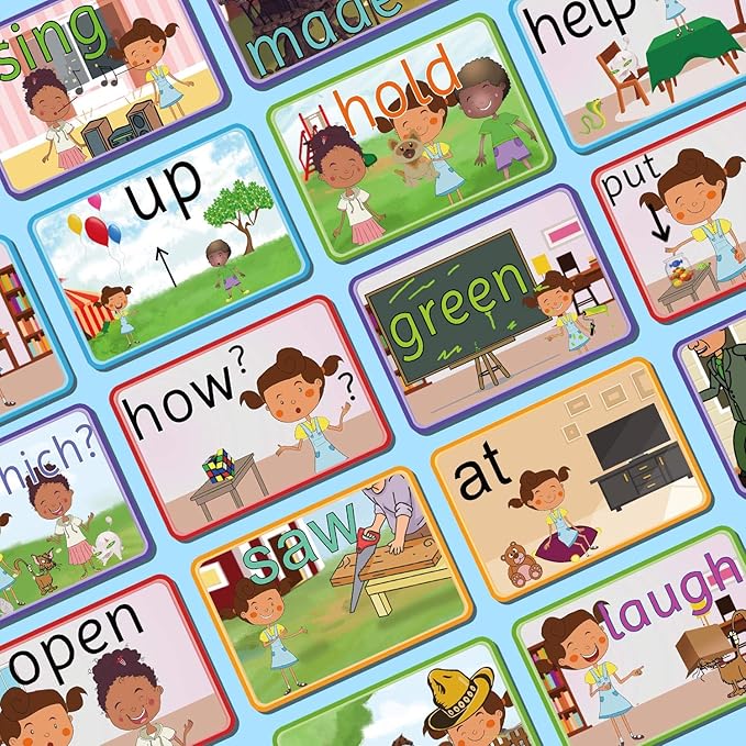 SpringFlower Sight Words Flash Cards with Pictures,Motions&Sentences, 220 Dolch Sight Words for Preschool, Kindergarten, 1st, 2nd & 3rd Grade.Homeschool, Learn to Read, Phonics Learning,235 Pieces
