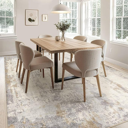8x10 Area Rug Living Room Rugs - Washable Neutral Modern Abstract Soft Thin Rug Indoor Floor No Slip Rug Carpet for Bedroom Under Dining Table Home Office Decor - Light Brown/Gray