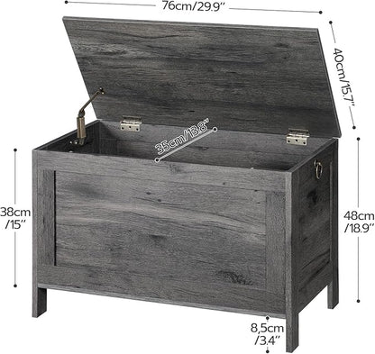 HOOBRO Toy Box, Retro Wooden Look Storage Chest with Safety Hinge, Entryway Storage Bench Supports 220 lb, 29.9 x 15.7 x 18.9 Inches Toy Chest Organizer, Easy Assembly, Charcoal Black BC75CW01G1