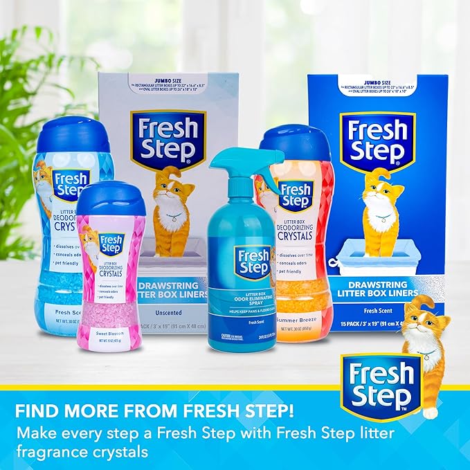 Fresh Step Cat Litter Crystals in Tropical Summer Breeze Scent - Cat Litter Box Deodorizer - Combats Odors and Neutralizes Smells to Keep Your Home Clean, 30 Ounce