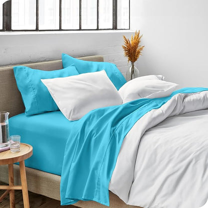 Bare Home King Sheet Set - Luxury 1800 Ultra-Soft Microfiber King Bed Sheets - Double Brushed - Deep Pockets - Easy Fit - 4 Piece Set - Bedding Sheets & Pillowcases (King, Aqua)