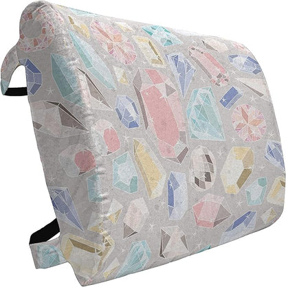 Ambesonne Pastel Lumbar Back Support Pillow, Colorful Diamond Gemstone Rich Feminine Women Fashion Theme Digital Print, High Density Foam for Office Chairs Car Seats, 14" x 13", Pink Grey