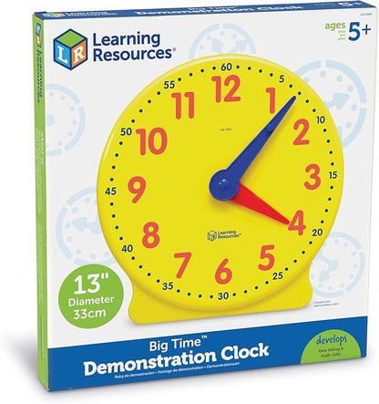 Learning Resources Big Time Learning Clock - Teacher Classroom Must Haves, Elementary School & Montessori Activities, Math Manipulatives, Time Flash Cards, Gifts for Boys and Girls
