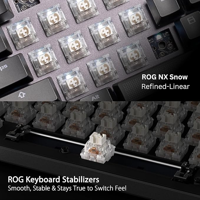 ASUS ROG Strix Scope II 96 Wireless Mechanical Gaming Keyboard – 96% Full-Size, Tri-Mode Connectivity, Hot Swappable Pre-lubed ROG NX Snow Linear Switches, PBT Keycaps, RGB, PC/Mac Support-Black