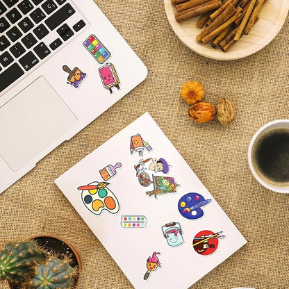 Cute Cartoon Art Supplies Vinyl Stickers Pack for Kids Students Teachers Painters DIY Crafts Laptop Notebook Decoration 50pcs Bedroom Bike Bumper Wall Hat Water