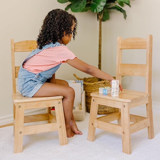 Melissa & Doug Wooden Chairs, Set of 2 - Blonde Furniture for Playroom