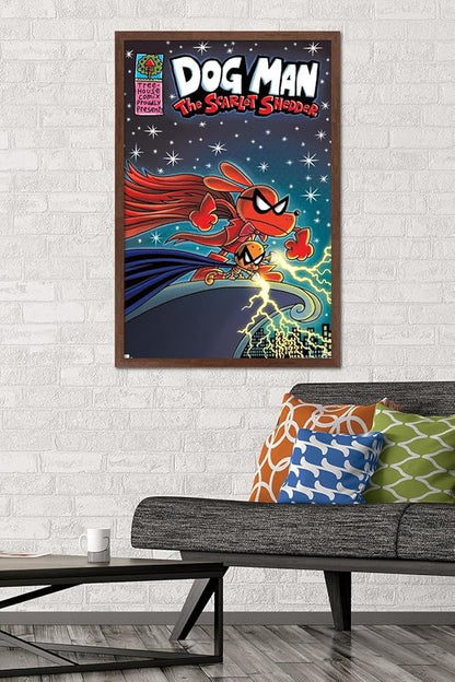 Dog Man - The Scarlet Shedder Wall Poster, 34L" x 22.4W", Mahogany Framed Version