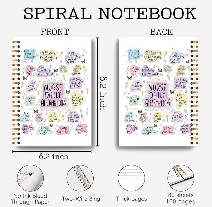 Nurse Notebook Journal with 164 Pages - Nurse Gifts, Thank You Gifts for Nurse, Nurse Daily Affirmations Inspirational Anti Anxiety Notebook, Nurse Must Haves