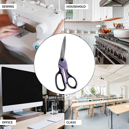 SINGER ProSeries Sewing 8.5" Heavy Duty Fabric Scissors and 4.5" Craft Detail Scissors Set, Lilac Purple, Set of 2 Sewing Scissors