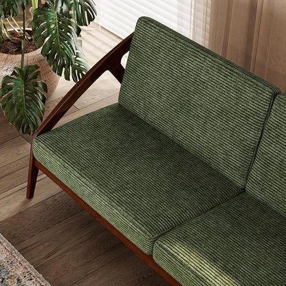73.4" Solid Wood Upholstered Sofa, Comfortable Seat Cushion, White Waxwood Full Solid Wood Frame, Removable Cover, Suitable for Bedroom and Living Room, Easy to Assemble, Office Sofa