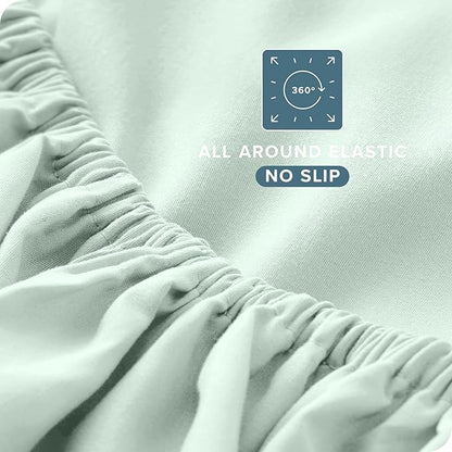 Bare Home Queen Sheet Set - Luxury 1800 Ultra-Soft Microfiber Bed Sheets - Double Brushed - Deep Pockets - Easy Fit - 4 Piece Set - Bedding Sheets & Pillowcases (Queen, Spring Mint)