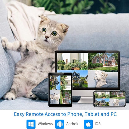 [500G Hard Drive] Hiseeu 5MP Wireless Security Camera System with One-Way Audio,4Pcs 5MP Outdoor/Indoor WiFi Surveillance Cameras, HD Video,Night Vision, Weatherproof,Motion Detection,DC12V Power Cord
