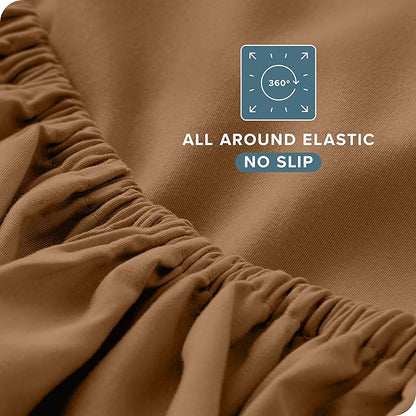 Bare Home California King Sheet Set - 1800 Ultra-Soft Microfiber Cal King Bed Sheets - Double Brushed - Deep Pockets - Easy Fit - 4 Piece Set - Bed Sheets (California King, Caramel)